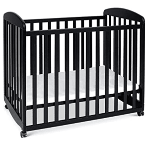 Davinci Alpha Mini Rocking Crib in Ebony, Removable Wheels, Greenguard Gold Certified