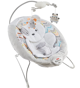 Fisher-Price Sweet Snugapuppy Deluxe Bouncer, Portable Bouncing Baby Seat with Overhead Mobile, Music, and Calming Vibrations