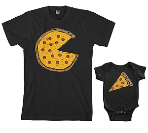 Threadrock Pizza Pie & Slice Infant Bodysuit & Men's T-Shirt Matching Set