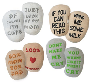 Baby Socks Gift Set - Unique Baby Shower or Newborn Present | Cute Fun Quotes for Boys & Girls