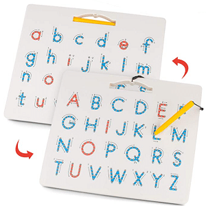 Gamenote Double Sided Magnetic Letter Board - 2 in 1 Alphabet Magnets Tracing Board for Toddlers ABC Letters Uppercase & Lowercase Practicing